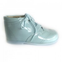 185-E Nens Pale Blue Patent Lace up Brogue Boot